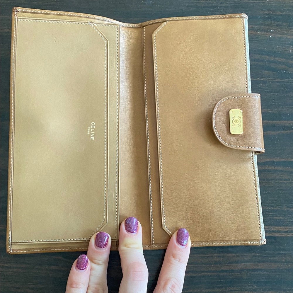 Celine Beige Canvas and Tan Leather Wallet - Picture 6 of 8